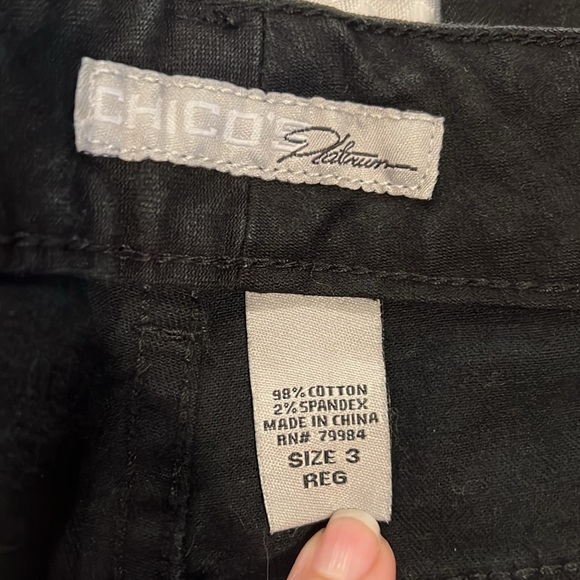 CHICOS PLATINUM BLACK STRETCH CHICO SIZE 3 - Picture 5 of 5